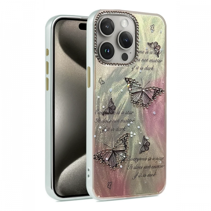 Newface iPhone 15 Pro Kılıf Blade Aynalı Desenli Kapak