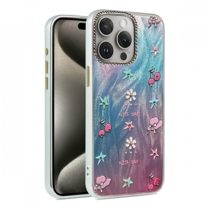 Newface iPhone 15 Pro Kılıf Blade Aynalı Desenli Kapak