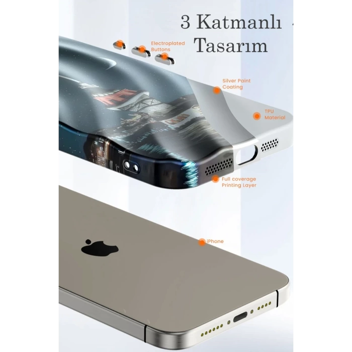 Newface iPhone 15 Pro Kılıf Crew Desenli Kapak