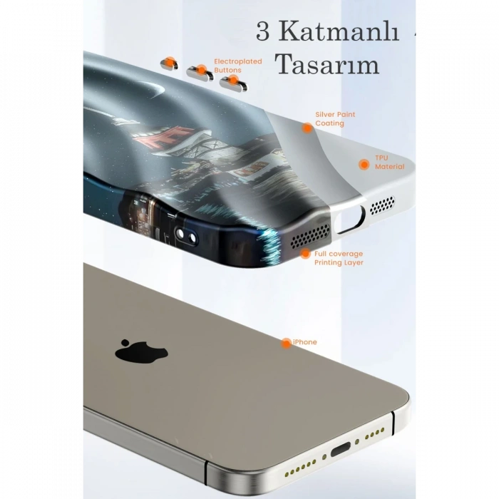 Newface iPhone 15 Pro Kılıf Crew Desenli Kapak
