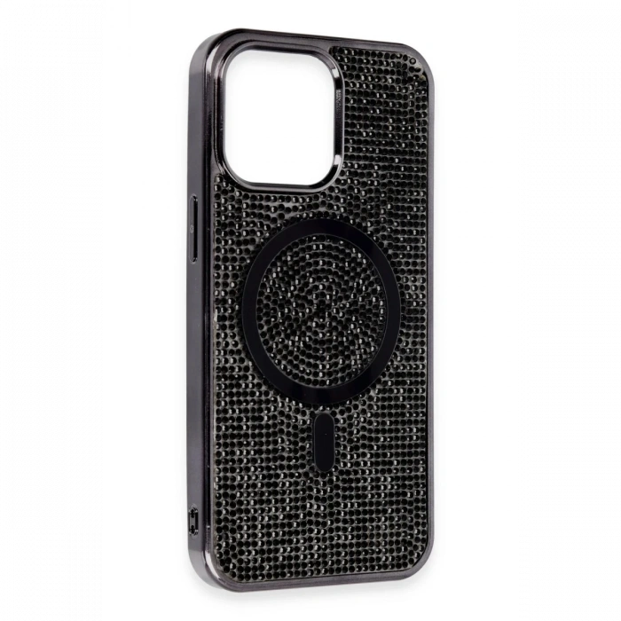 Newface iPhone 15 Pro Kılıf Diamond Magsafe Kapak - Siyah
