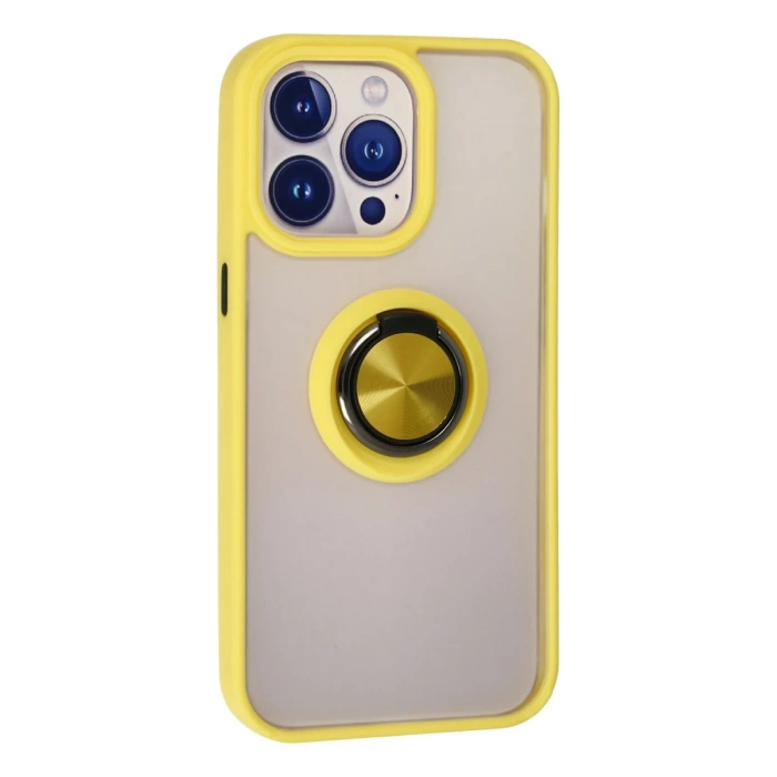 Newface iPhone 15 Pro Kılıf Montreal Yüzüklü Silikon Kapak