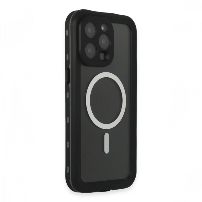 Newface iPhone 15 Pro Kılıf Red Pepper Magneticsafe Su Geçirmez Kılıf - Siyah-Gri