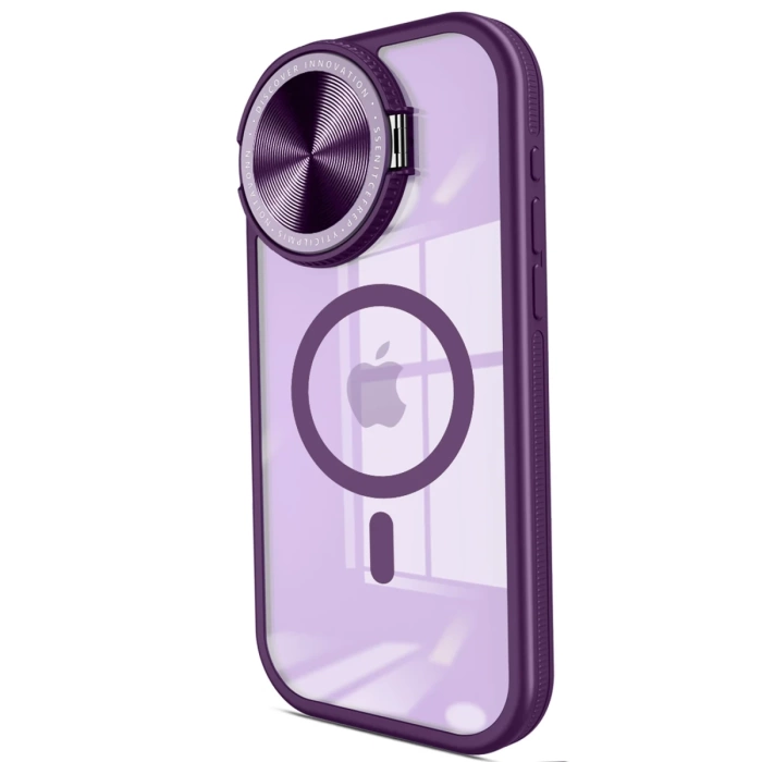 Newface iPhone 15 Pro Kılıf Teleskop Lens Magsafe Silikon Kapak - Derin Mor