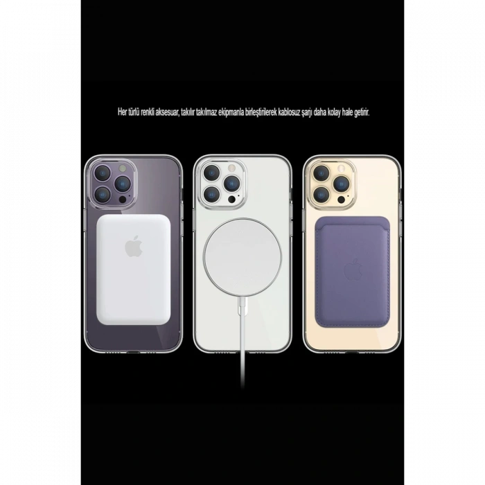 Newface iPhone 15 Pro Kılıf Tron Şeffaf Magsafe Kapak - Şeffaf