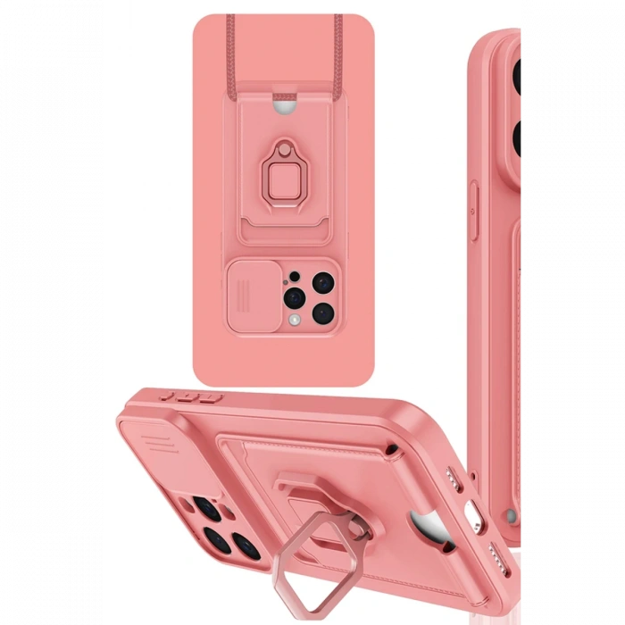 Newface iPhone 15 Pro Kılıf Zuma Kartvizitli Yüzüklü Silikon