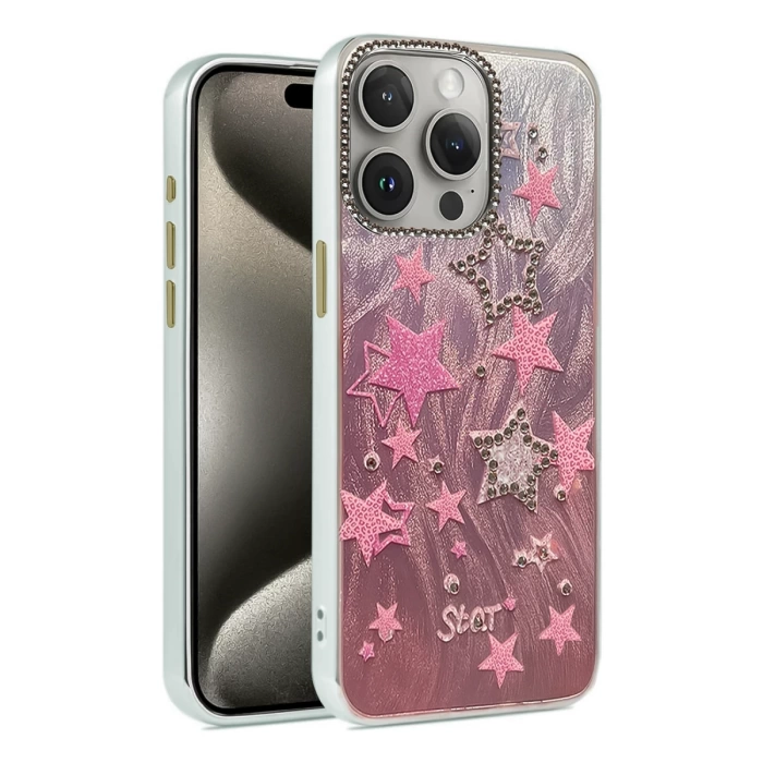 Newface iPhone 15 Pro Max Kılıf Blade Aynalı Desenli Kapak