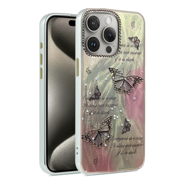 Newface iPhone 15 Pro Max Kılıf Blade Aynalı Desenli Kapak