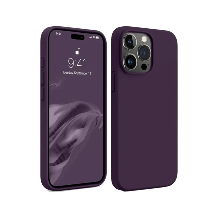Newface iPhone 15 Pro Max Kılıf First Silikon - Mürdüm
