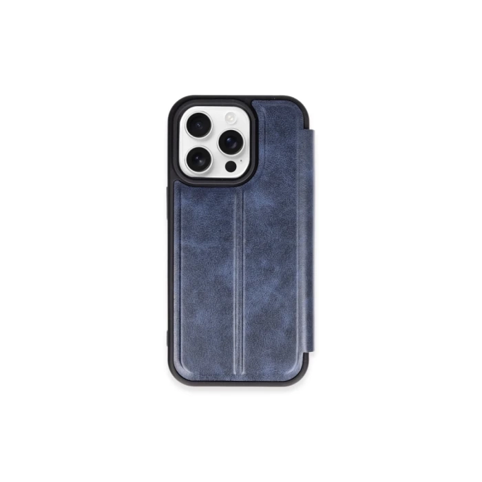 Newface iPhone 15 Pro Max Kılıf Flip Cover - Lacivert