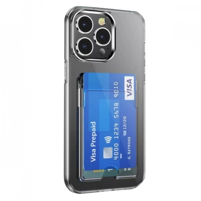 Newface iPhone 15 Pro Max Kılıf Kart Şeffaf Silikon - Şeffaf