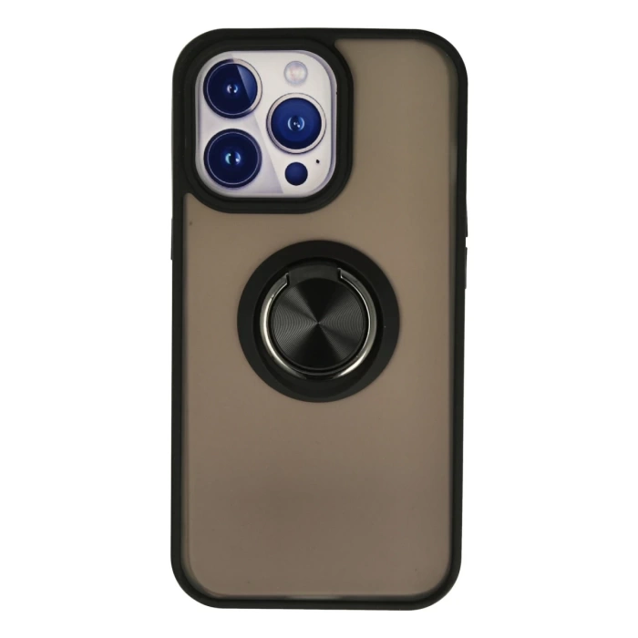 Newface iPhone 15 Pro Max Kılıf Montreal Yüzüklü Silikon Kapak