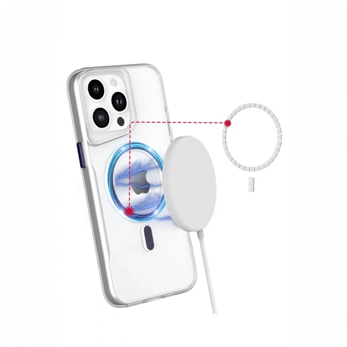 Newface iPhone 15 Pro Max Kılıf PC Poso Magsafe Kapak - Şeffaf