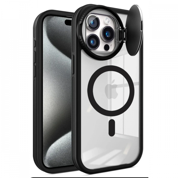 Newface iPhone 15 Pro Max Kılıf Teleskop Lens Magsafe Silikon Kapak