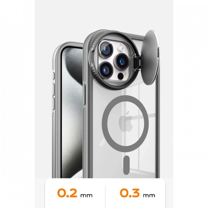 Newface iPhone 15 Pro Max Kılıf Teleskop Lens Magsafe Silikon Kapak - Derin Mor