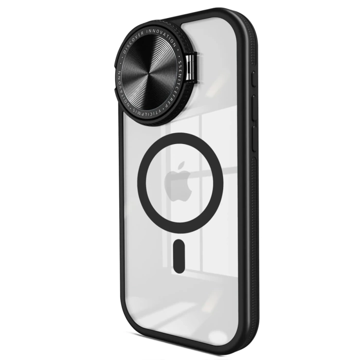 Newface iPhone 15 Pro Max Kılıf Teleskop Lens Magsafe Silikon Kapak - Siyah