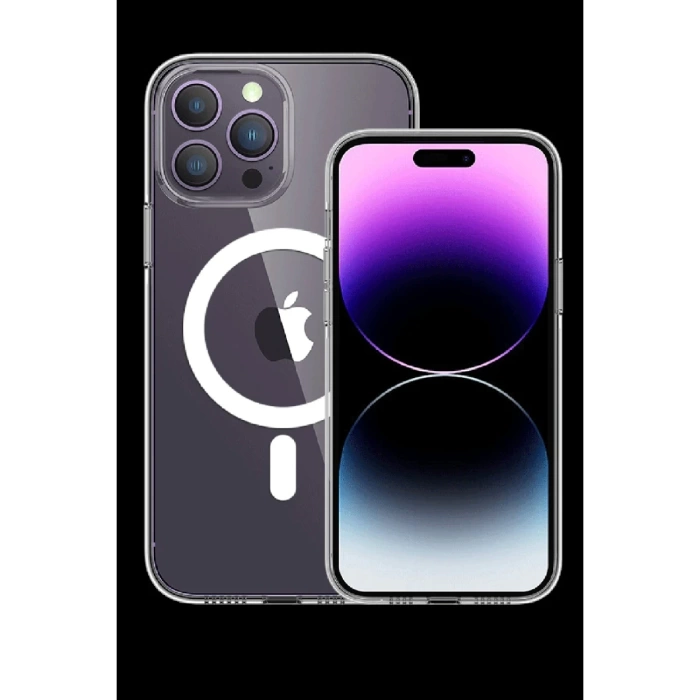 Newface iPhone 15 Pro Max Kılıf Tron Şeffaf Magsafe Kapak - Şeffaf