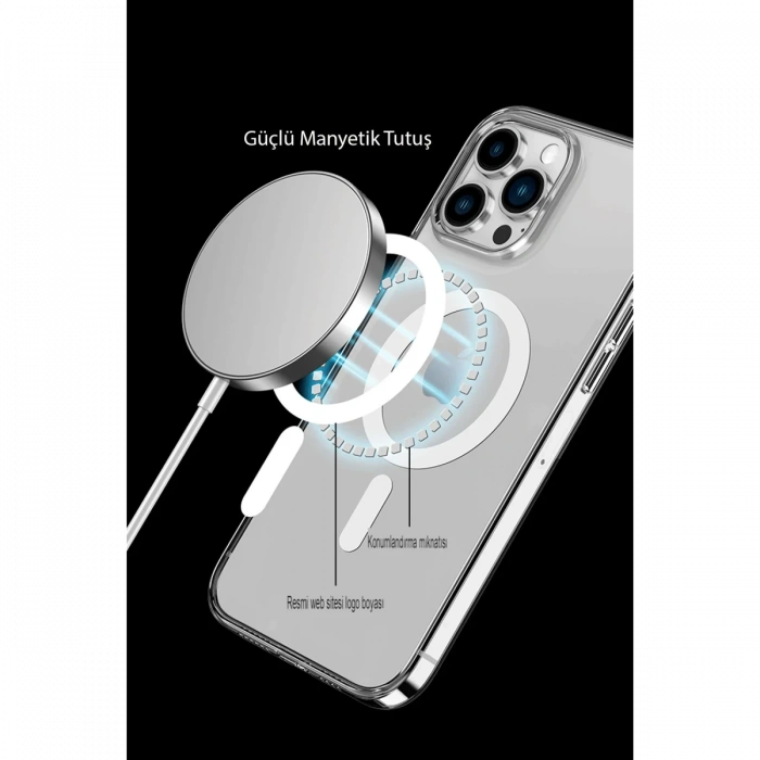 Newface iPhone 15 Pro Max Kılıf Tron Şeffaf Magsafe Kapak - Şeffaf