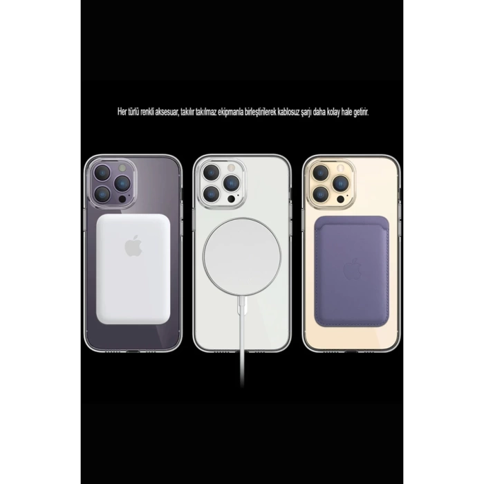 Newface iPhone 15 Pro Max Kılıf Tron Şeffaf Magsafe Kapak - Şeffaf