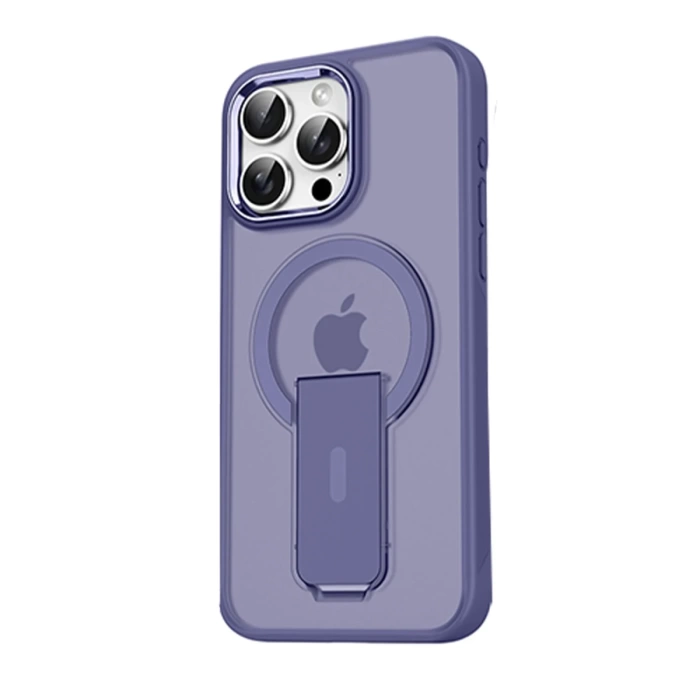 Newface iPhone 15 Pro Tork Magsafe Standlı Kapak - Derin Mor