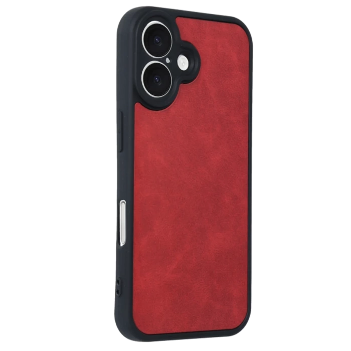 Newface iPhone 16 Kılıf Aras Deri Kapak - Kırmızı
