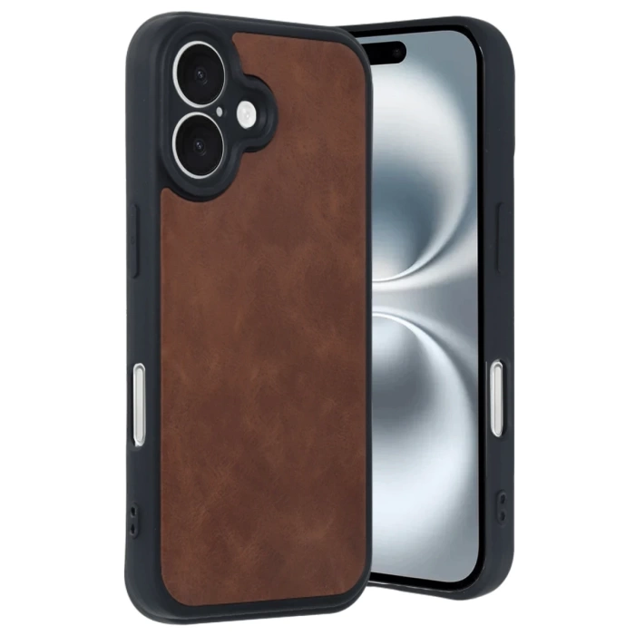 Newface iPhone 16 Kılıf Aras Deri Kapak - Taba