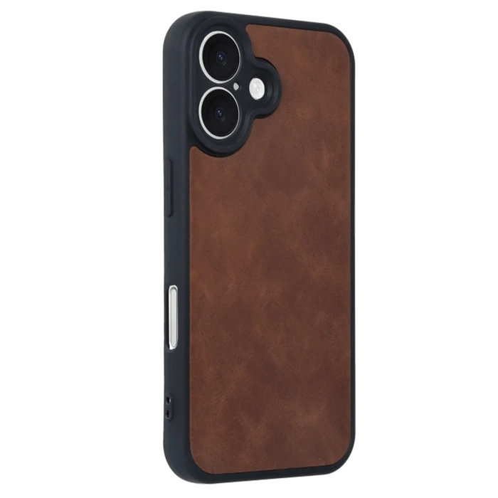 Newface iPhone 16 Kılıf Aras Deri Kapak - Taba