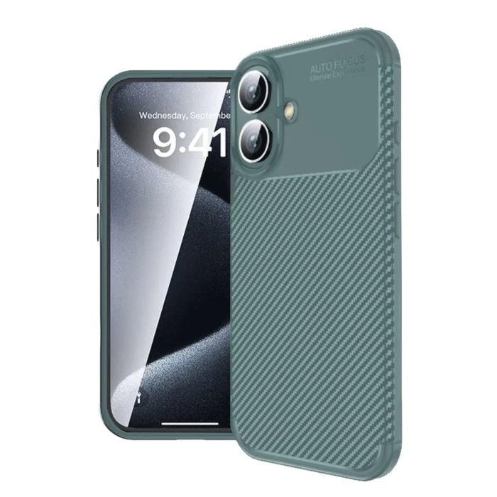 Newface iPhone 16 Kılıf Auto Focus Karbon Kapak - Koyu Yeşil