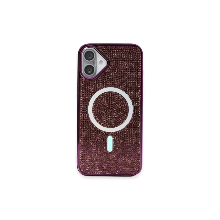 Newface iPhone 16 Kılıf Diamond Magsafe Kapak - Derin Mor