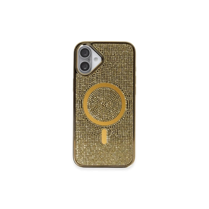Newface iPhone 16 Kılıf Diamond Magsafe Kapak - Gold