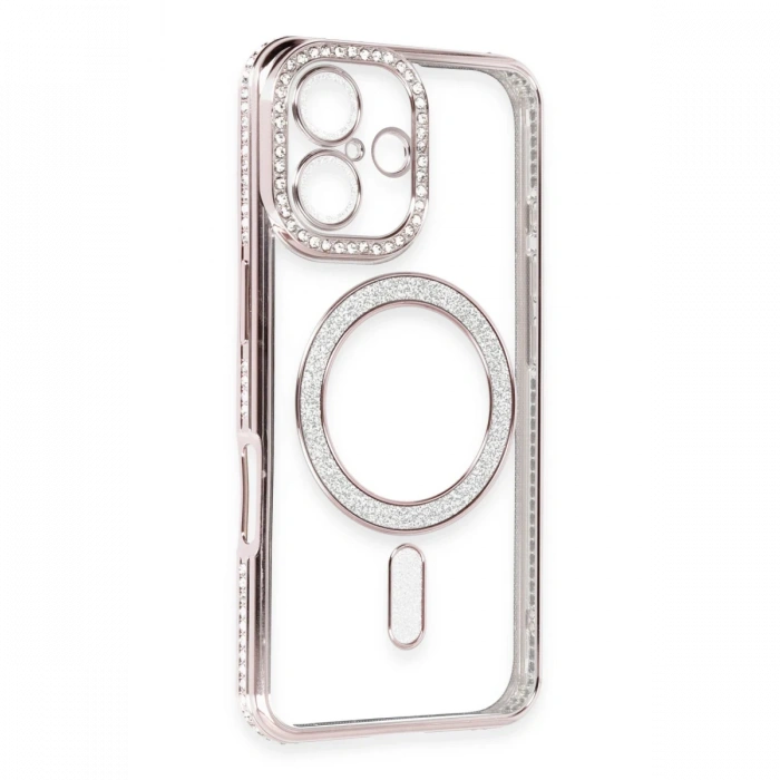 Newface iPhone 16 Kılıf Joke Simli Magneticsafe Kılıf - Pembe
