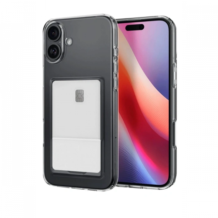 Newface iPhone 16 Kılıf Kart Şeffaf Silikon - Şeffaf