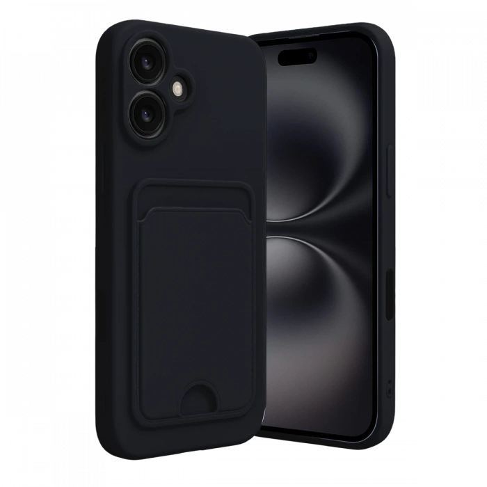 Newface iPhone 16 Kılıf Kelvin Kartvizitli Silikon - Siyah