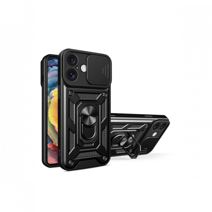 Newface iPhone 16 Kılıf Pars Lens Yüzüklü Silikon