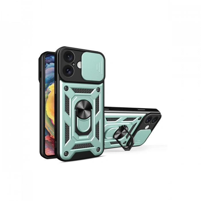 Newface iPhone 16 Kılıf Pars Lens Yüzüklü Silikon