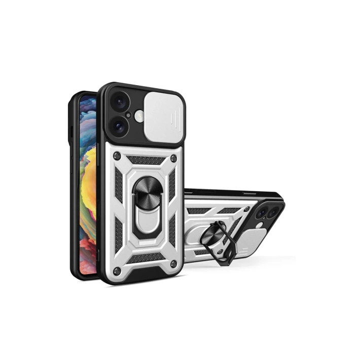 Newface iPhone 16 Kılıf Pars Lens Yüzüklü Silikon