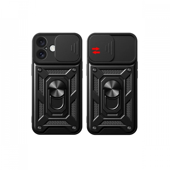 Newface iPhone 16 Kılıf Pars Lens Yüzüklü Silikon - Kırmızı