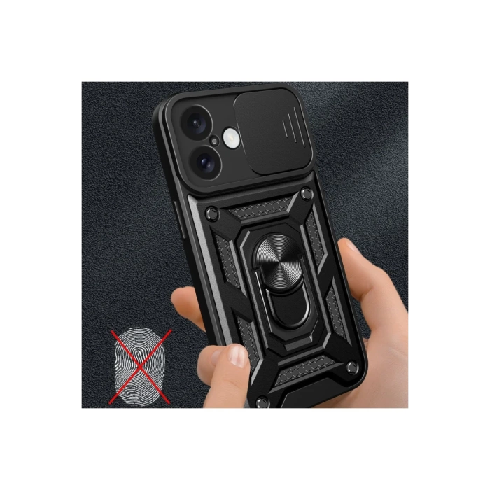 Newface iPhone 16 Kılıf Pars Lens Yüzüklü Silikon - Kırmızı