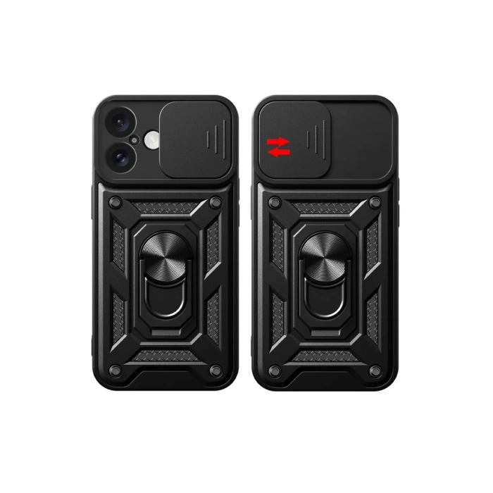Newface iPhone 16 Kılıf Pars Lens Yüzüklü Silikon - Lacivert