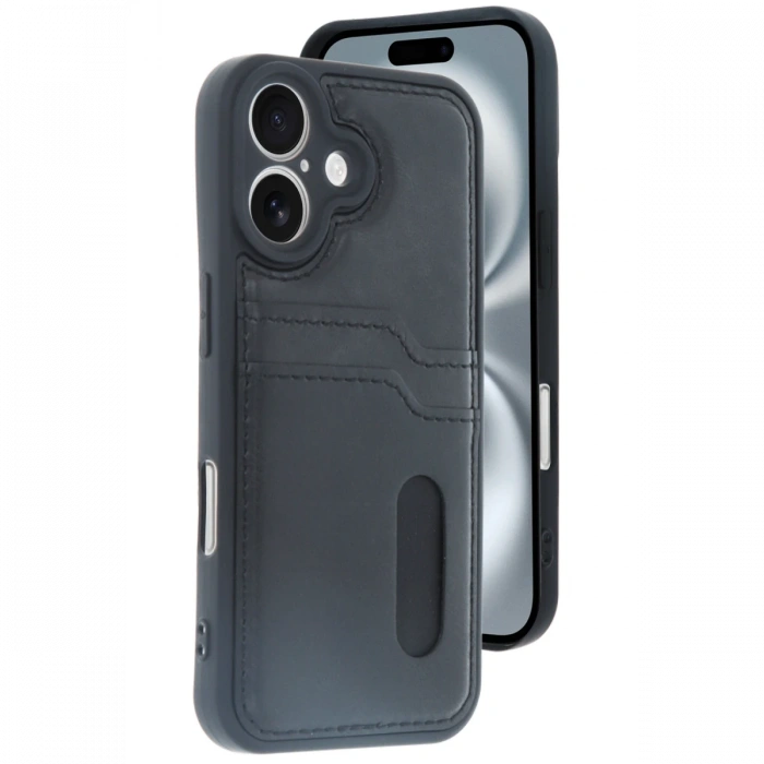 Newface iPhone 16 Kılıf Sara Kartvizitli Deri Kılıf