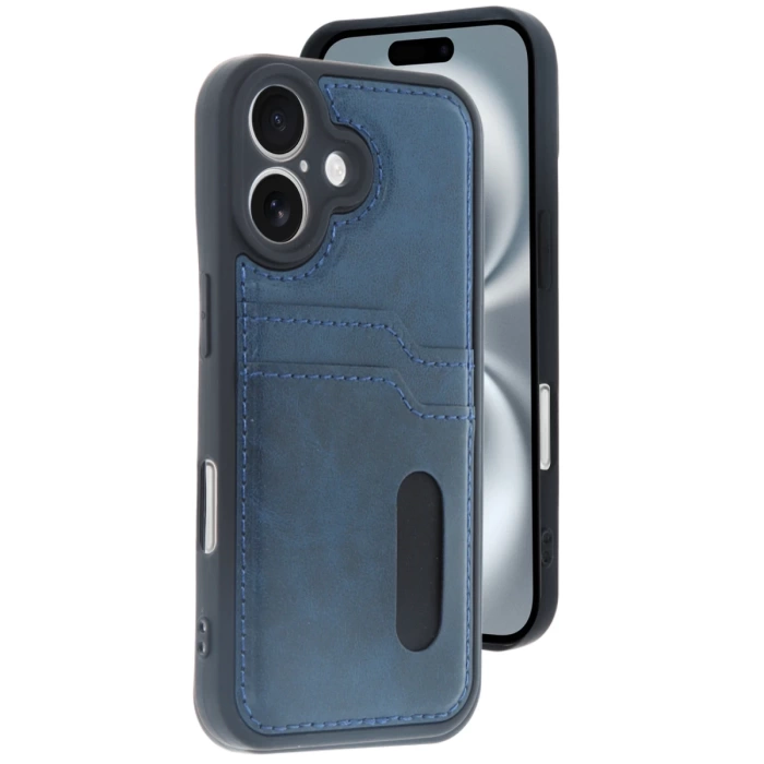 Newface iPhone 16 Kılıf Sara Kartvizitli Deri Kılıf