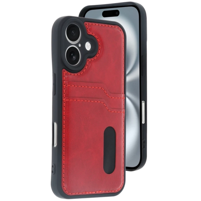 Newface iPhone 16 Kılıf Sara Kartvizitli Deri Kılıf