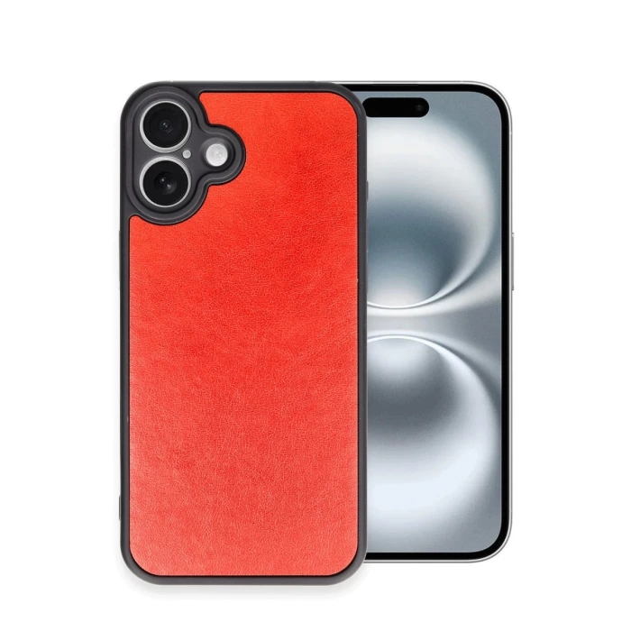 Newface iPhone 16 Plus Kılıf Aras Deri Kapak - Kırmızı