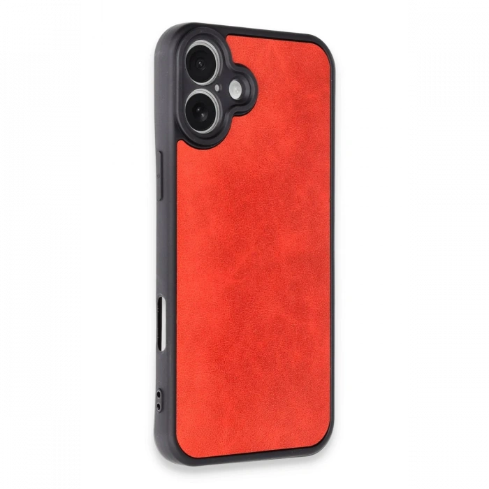 Newface iPhone 16 Plus Kılıf Aras Deri Kapak - Kırmızı