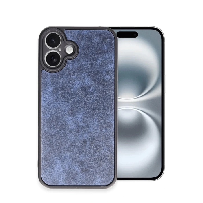 Newface iPhone 16 Plus Kılıf Aras Deri Kapak - Lacivert