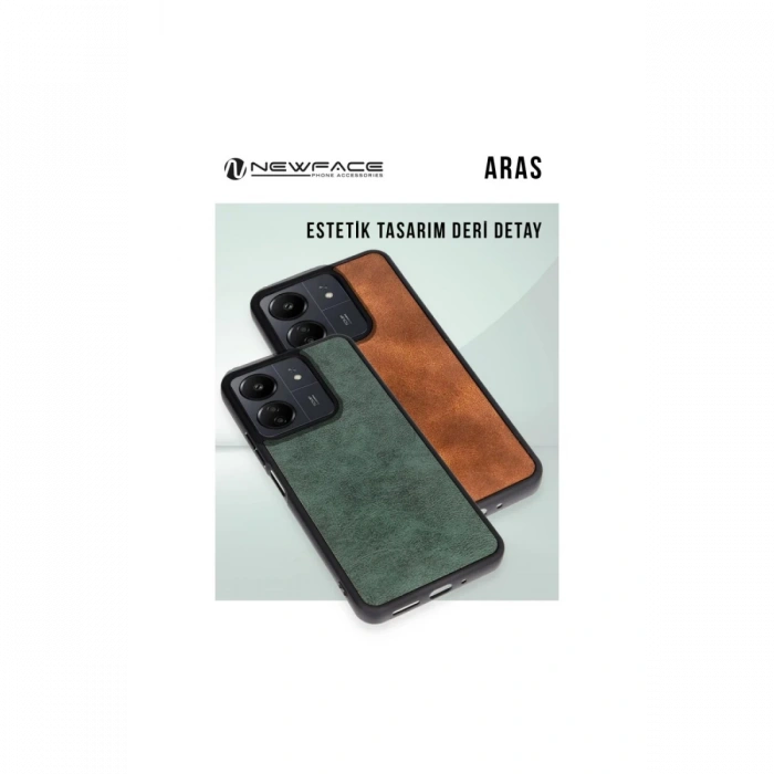 Newface iPhone 16 Plus Kılıf Aras Deri Kapak - Siyah