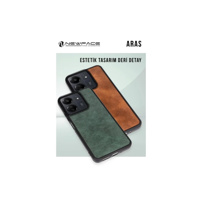 Newface iPhone 16 Plus Kılıf Aras Deri Kapak - Taba