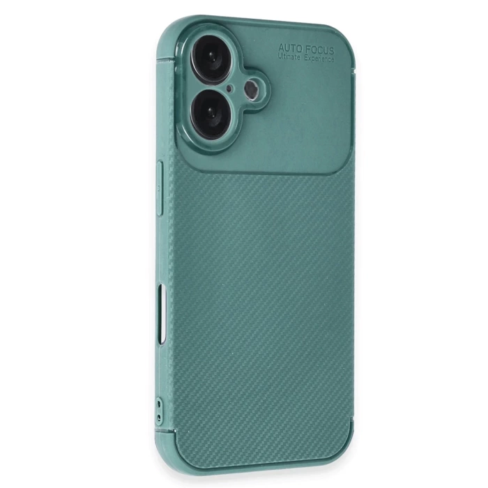 Newface iPhone 16 Plus Kılıf Auto Focus Karbon Kapak - Koyu Yeşil