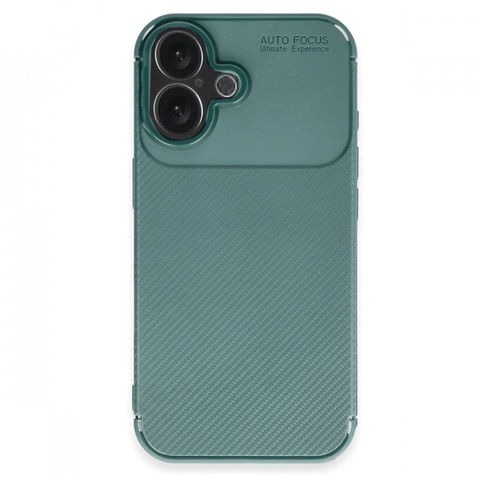 Newface iPhone 16 Plus Kılıf Auto Focus Karbon Kapak - Koyu Yeşil