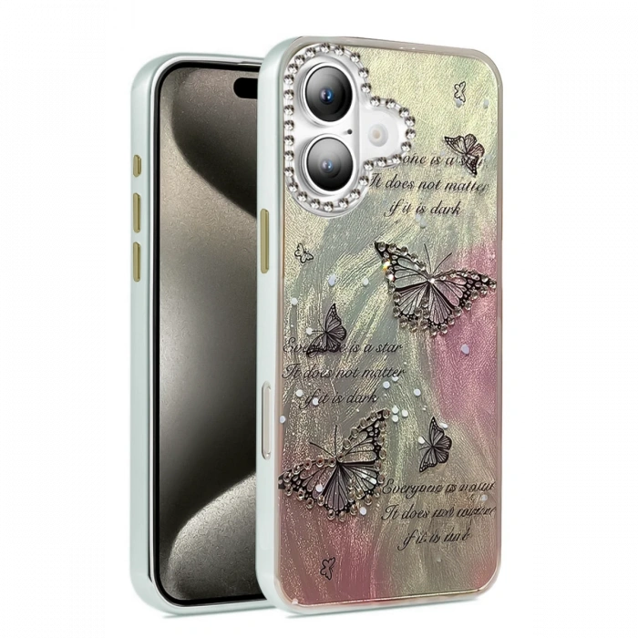 Newface iPhone 16 Plus Kılıf Blade Aynalı Desenli Kapak